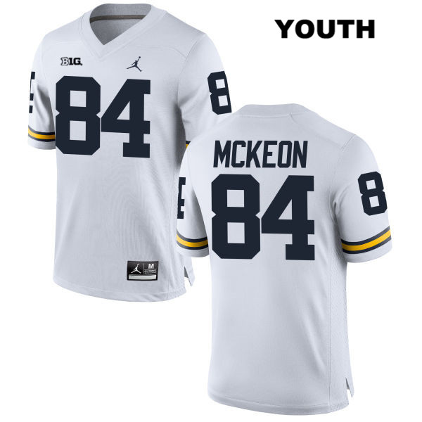 Youth NCAA Michigan Wolverines Sean McKeon #84 White Jordan Brand Authentic Stitched Football College Jersey YL25R35UK